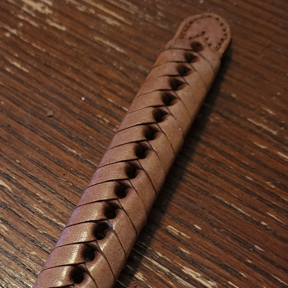 Brown Braided Leather Mens Belt, 34 - Picture 7 of 9